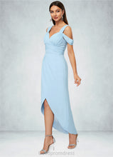 Load image into Gallery viewer, Hope Sheath/Column Cold Shoulder Asymmetrical Chiffon Cocktail Dress With Ruffle HDOP0022462