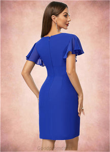 Aimee Sheath/Column V-Neck Knee-Length Chiffon Cocktail Dress With Cascading Ruffles HDOP0022487