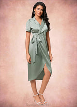 Load image into Gallery viewer, Dylan Sheath/Column V-Neck Asymmetrical Satin Cocktail Dress With Bow HDOP0022488