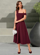 Load image into Gallery viewer, Alessandra A-line One Shoulder Tea-Length Stretch Crepe Cocktail Dress With Ruffle HDOP0022501