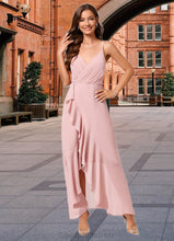 Load image into Gallery viewer, Aliza A-line V-Neck Asymmetrical Chiffon Cocktail Dress With Cascading Ruffles Ruffle HDOP0022502