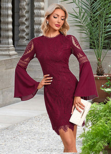 Prudence Cascading Ruffles Scoop Elegant Sheath/Column Lace Dresses HDOP0022507