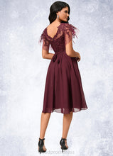 Load image into Gallery viewer, Nayeli A-line Illusion Knee-Length Chiffon Cocktail Dress With Sequins HDOP0022512