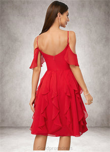 Allison A-line Cold Shoulder Knee-Length Chiffon Cocktail Dress With Cascading Ruffles HDOP0022513