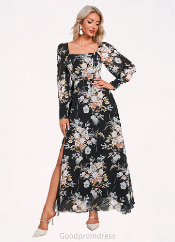 Taniya Floral Print Off the Shoulder Elegant A-line Chiffon Maxi Dresses HDOP0022515