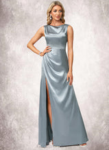 Load image into Gallery viewer, Leilani A-line Cowl Scoop Floor-Length Stretch Satin Bridesmaid Dress HDOP0022574