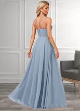 Load image into Gallery viewer, Joslyn A-line Halter Floor-Length Chiffon Bridesmaid Dress HDOP0022575
