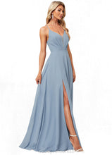 Load image into Gallery viewer, Hayden A-line V-Neck Floor-Length Chiffon Bridesmaid Dress HDOP0022577