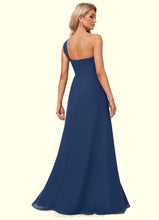 Load image into Gallery viewer, Emely A-line One Shoulder Floor-Length Chiffon Bridesmaid Dress With Ruffle HDOP0022581