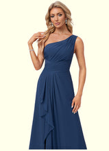 Load image into Gallery viewer, Emely A-line One Shoulder Floor-Length Chiffon Bridesmaid Dress With Ruffle HDOP0022581