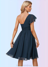 Load image into Gallery viewer, Leticia A-line One Shoulder Knee-Length Chiffon Bridesmaid Dress With Ruffle HDOP0022583