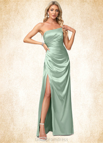 Belinda A-line One Shoulder Asymmetrical Stretch Satin Bridesmaid Dress HDOP0022585
