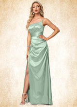 Load image into Gallery viewer, Belinda A-line One Shoulder Asymmetrical Stretch Satin Bridesmaid Dress HDOP0022585