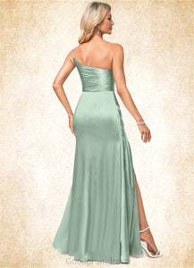 Belinda A-line One Shoulder Asymmetrical Stretch Satin Bridesmaid Dress HDOP0022585
