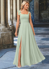 Load image into Gallery viewer, Khloe A-line Square Floor-Length Chiffon Bridesmaid Dress With Bow HDOP0022588