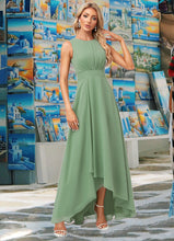 Load image into Gallery viewer, Terri A-line Scoop Asymmetrical Chiffon Bridesmaid Dress HDOP0022589