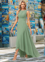 Load image into Gallery viewer, Terri A-line Scoop Asymmetrical Chiffon Bridesmaid Dress HDOP0022589