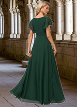 Load image into Gallery viewer, Sadie A-line V-Neck Floor-Length Chiffon Bridesmaid Dress With Ruffle HDOP0022591