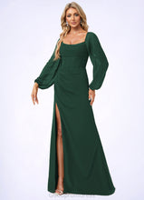 Load image into Gallery viewer, Jaylyn A-line Scoop Floor-Length Chiffon Bridesmaid Dress HDOP0022593