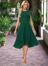 Load image into Gallery viewer, Jada A-line Scoop Asymmetrical Chiffon Bridesmaid Dress With Ruffle HDOP0022594