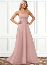 Load image into Gallery viewer, Charity A-line Cold Shoulder Square Floor-Length Chiffon Bridesmaid Dress With Ruffle HDOP0022598