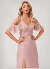 Load image into Gallery viewer, Shea A-line Cold Shoulder Floor-Length Chiffon Bridesmaid Dress With Ruffle HDOP0022599