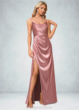Load image into Gallery viewer, Danna A-line Cowl Floor-Length Stretch Satin Bridesmaid Dress HDOP0022603