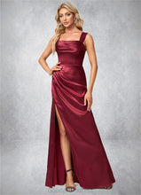 Load image into Gallery viewer, Kirsten A-line Square Floor-Length Stretch Satin Bridesmaid Dress HDOP0022607
