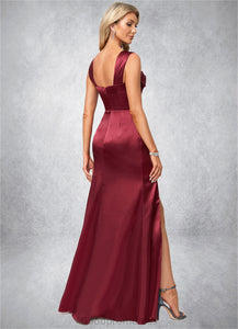 Kirsten A-line Square Floor-Length Stretch Satin Bridesmaid Dress HDOP0022607
