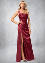 Load image into Gallery viewer, Kirsten A-line Square Floor-Length Stretch Satin Bridesmaid Dress HDOP0022607