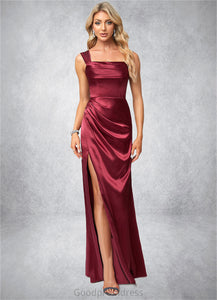 Kirsten A-line Square Floor-Length Stretch Satin Bridesmaid Dress HDOP0022607