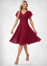 Load image into Gallery viewer, Winnie A-line V-Neck Knee-Length Chiffon Bridesmaid Dress With Ruffle HDOP0022609