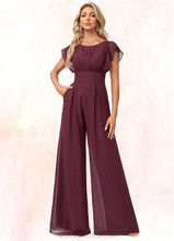 Load image into Gallery viewer, Yasmine Jumpsuit/Pantsuit Scoop Floor-Length Chiffon Bridesmaid Dress With Ruffle HDOP0022610