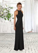 Load image into Gallery viewer, Kaitlynn Mermaid Halter Lace Stretch Crepe Sweep train Dress HDOP0022617