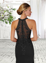 Load image into Gallery viewer, Kaitlynn Mermaid Halter Lace Stretch Crepe Sweep train Dress HDOP0022617