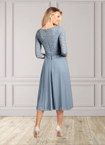 Larissa A-Line Lace Tea-Length Dress HDOP0022664