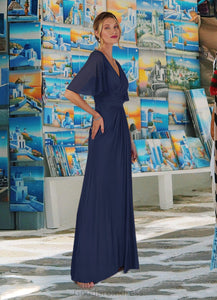 Giovanna A-Line Pleated Jersey Floor-Length Dress HDOP0022667