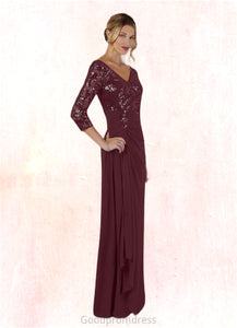 Kimberly Sheath Sequins Lace Floor-Length Dress HDOP0022673