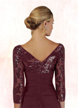 Load image into Gallery viewer, Kimberly Sheath Sequins Lace Floor-Length Dress HDOP0022673