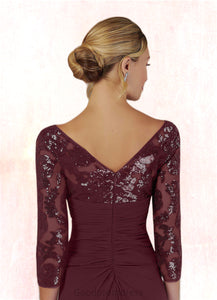 Kimberly Sheath Sequins Lace Floor-Length Dress HDOP0022673