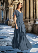 Load image into Gallery viewer, Shiloh A-Line V-Neck Chiffon Floor-Length Dress HDOP0022679