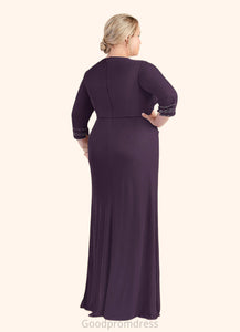 Evelin Sheath Pleated Mesh Floor-Length Dress HDOP0022681