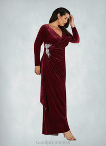 Leia Mermaid V-Neck Pleated Velvet Floor-Length Dress HDOP0022683
