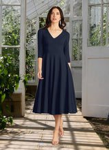 Load image into Gallery viewer, Isis A-Line Stretch Crepe Tea-Length Dress HDOP0022684