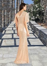 Load image into Gallery viewer, Hallie Mermaid Flutter Sleeve Sequins Sweep Train Dress HDOP0022685