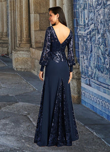 Emerson Mermaid Sequins Lace Floor-Length Dress HDOP0022689