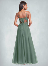 Load image into Gallery viewer, Eliana A-Line V-Neck Pleated Chiffon Floor-Length Dress Eucalyptus HDOP0022705