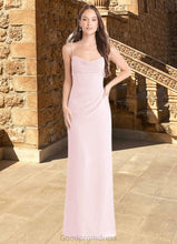 Load image into Gallery viewer, Esme Sheath Pleated Chiffon Floor-Length Dress Blushing Pink HDOP0022707