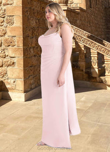 Esme Sheath Pleated Chiffon Floor-Length Dress Blushing Pink HDOP0022707