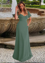 Load image into Gallery viewer, Kaley Chiffon A-line Dress with Puff Sleeves Eucalyptus HDOP0022709